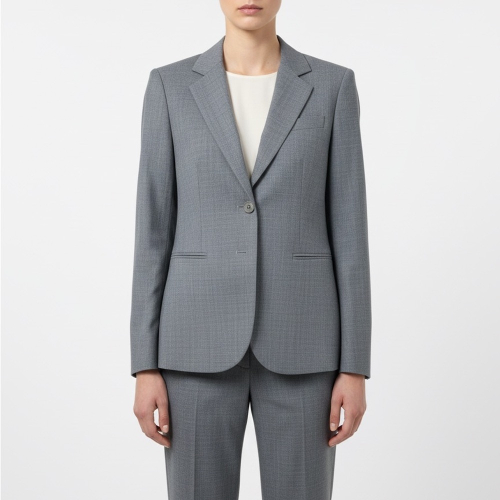 Theory Two Button Blazer Jacket Wool Gray Sz Career Business Sz 00
